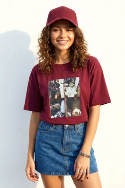 K13398 Футболка OVER SIZE БУРГУНДИ
