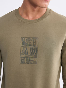 Bisiklet Yaka Bask?l? Erkek Sweatshirt