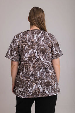 Футболка М30081Вкб коричневый/белый - Елена фото 3