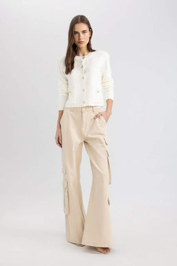 Приталенный кардиган с круглым вырезом - Defacto фото 2