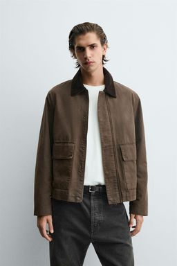 CONTRAST WAXED-EFFECT JACKET - Zara фото 2