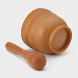 Ступка с пестиком Доляна «Кирпичный камень», 250 мл, 10.5×20 см, коричневая