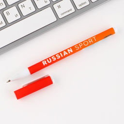 Цена за 8 шт. Ручка пластик с колпачком шариковая «Russian sport», синяя паста, 0.7 мм