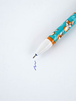 Цена за 10 шт. Ручка пластик пиши-стирай с колпачком "Корги", синяя паста, гелевая 0,5 мм