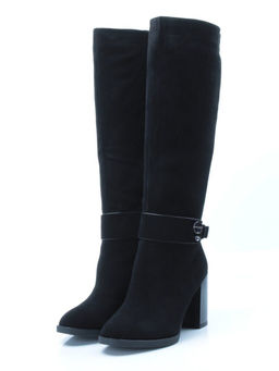 02-DL17-57 BLACK Сапоги зимние женские (натуральная замша, натуральный мех)