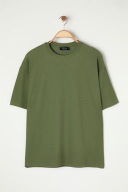 TRENDYOL MAN Kahverengi Premium Oversize Bisiklet Yaka K?sa Kol Dokulu K?r?smaz Ottoman T-Shirt TMNSS23TS00081 - Trendyolmilla фото 27