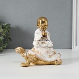 Фигурка полистоун «Маленький Будда на черепахе», 17×11×17 см