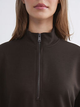 Dik Yaka Oversize Kad?n Sweatshirt Tunik