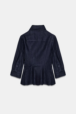CAMISA DENIM PEPLUM ZW COLLECTION / Azul - Zara фото 7