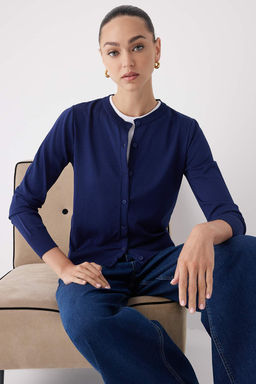 Sar? Premium/Ozel Iplik Merserize Gorunumlu Bisiklet Yaka Basic Triko H?rka TWOAW26HI00095 - Trendyolmilla фото 5