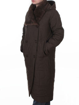 A617 BROWN Пальто зимнее женское (верблюжья шерсть, 120 гр. холлофайбер)