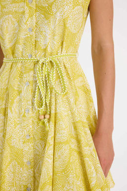 Мини-платье без рукавов из вуали с принтом и V-образным вырезом - Defacto фото 4