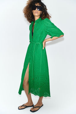 Vestido camisero de algod?n con bordado ingl?s - H&m фото 2