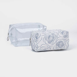 Набор косметичек 2 в 1 на молнии, цвет серый