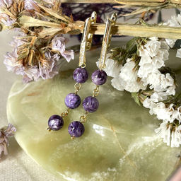 Серьги тройные с Чароитом