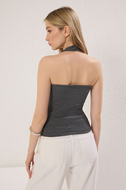 TRENDYOLMILLA Antrasit-Bordo 2li Paket Havuz Yaka Vucuda Oturan Fitlli Esnek Orme Atlet TWOSS25AL00049  фото 4