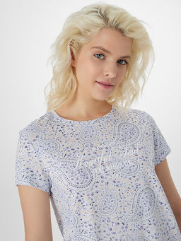 Сорочка ночная женская голубая с узором - Mark formelle фото 4