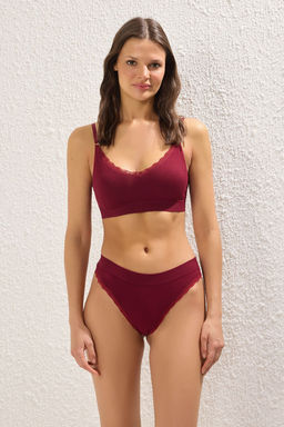 TRENDYOLMILLA Ten-Bordo 2li Paket Seamless/Dikissiz Dantel Detayl? Tanga Orme Kulot THMSS25KU00014  фото 2