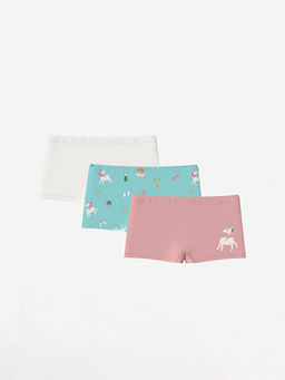 Bask?l? K?z ?ocuk Boxer 3l?