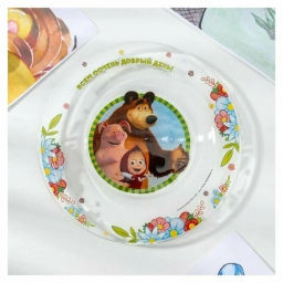 Набор Маша и Медведь. Добрый день 3 пр.: круж 250 мл, сал. 13 см, тар. 19,5 см в под.уп. ММН3-1 /МФК/  фото 3