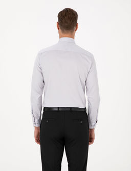 Gri %100 Pamuk Slim Fit Uzun Kollu Basic G_mlek