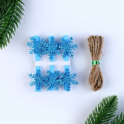 Цена за 2 шт. Прищепки для декора «Снежинки» голубые, 6 шт.
