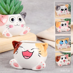 Кашпо 9х8х7 см Коты / WN33 /уп 6/96/ цветное