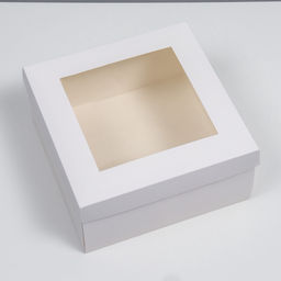 Цена за 5 шт. Коробка складная, крышка-дно, с окном, белая, 25×25×12 см