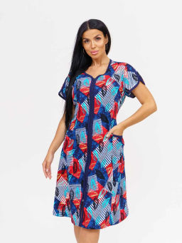 Халат женский, цвет синий красный