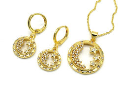 Комплект Серьги и Подвеска "Звезды и полумесяц", 45см