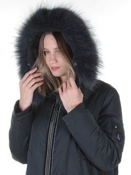 E-1961 DK. BLUE Пальто женское с мехом Evcanbady - Fashion фото 10