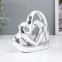 Фигурка керамика Сплетённые сердца, серебро, 12.3?3.5?11.8 см