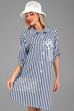 Платье  рубашка Молли (крупная полоска) - Эльза фото 20