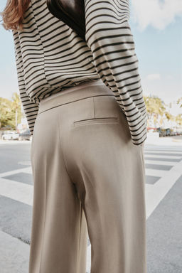 PANTAL?N ANCHO CINTURA DOBLE / Arena - Zara фото 4