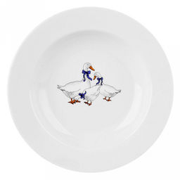 Тарелка глубокая фарфоровая "Гуси новые" д200мм, 250мл, h40мм, гладкий край (Россия)