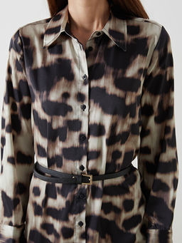 Desenli Saten Kad?n G?mlek Elbise