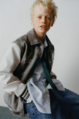 COMBINED SUEDE EFFECT BOMBER JACKET