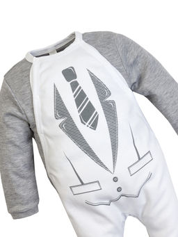 Комбинезон ясельный серыйбелый с галстуком