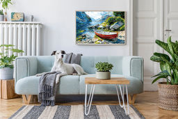 ФРЕЯ PNB/PL-350 Набор для раскрашивания по номерам 50 х 40 см Лодка у тихого берега