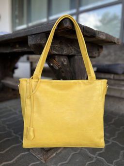 Женская сумка шоппер из эко кожи 006 Желтый - Kenguluna фото 2