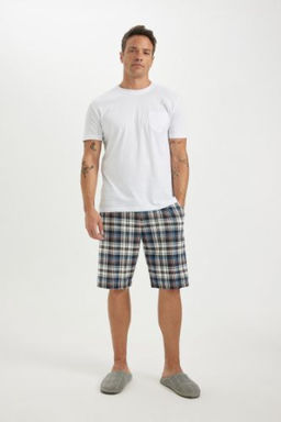Regular Fit Pijama Tak?m K?sa Kollu Ust Sort Beli Lastikli Alt