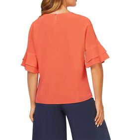 Блузка шелковая, коралловая