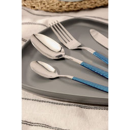 Набор столовых приборов из нержавеющей стали Доляна «Вако», 24 предмета, цвет ручек синий