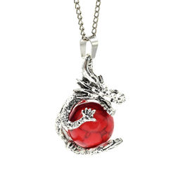 Подвеска Дракон на шаре 23*34мм с кораллом искусственным