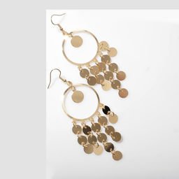 Серьги висячие "Круги" на кольцах, цвет золото
