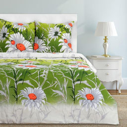Постельное бельё Этель дуэт Ромашковое поле 143х215 см - 2 шт, 240х220 см, 70х70 см - 2 шт., 100% хлопок, бязь 125 г/м
