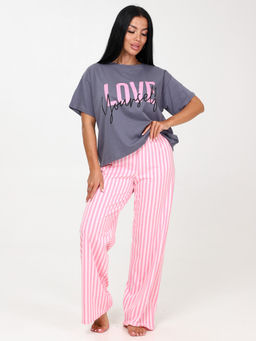 3135 ПИЖАМА ЖЕНСКАЯ (брюки) (Малиновая полоса) - А-дина фото 2