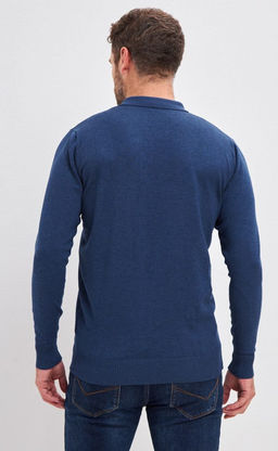 Джемпер мужской с отложным воротником на молнии F121-1581 синий - Fine joyce фото 8