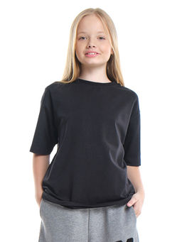 Футболка хлопок подросткам для школы 22-7625 черный - Mini maxi фото 4