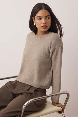 More Sustainable Vizon Pamuklu Genis Kal?p Basic Triko Kazak TWOAW26KZ00107